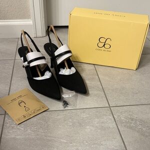 Cosy Island Black Slingback Pointed Pumps